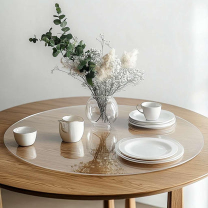 Round Clear PVC Table Protector, Heat Resistant & Waterproof, Clear Round 120cm