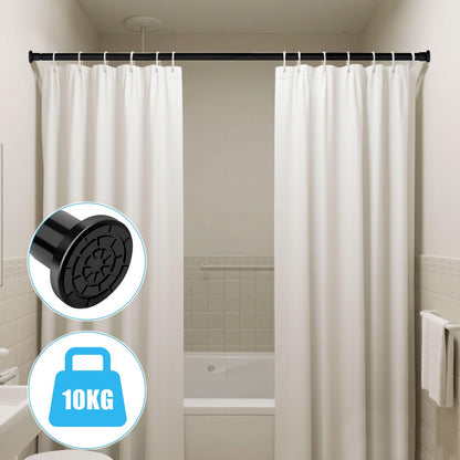 Black Clamping Curtain Bar without Drilling, 71-199 cm Adjustable for Curtains in Bathroom, Bedroom, Wardrobe & Balcony 1 Piece