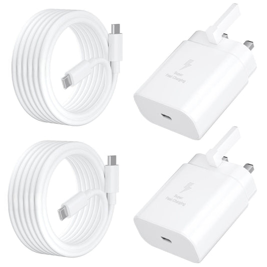 USB C Charger for iPhone 17 16 15 Charger 45W Fast Charger USB C Plug and Cables 3M, 2Pack Type C UK Wall Phone Power Adapter USBC Lead for iPhone 17