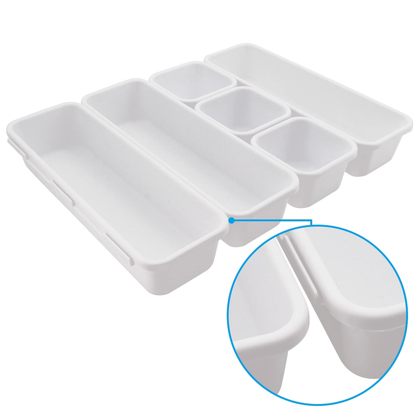 JJoexyfit 8 Pack Desk Drawer Organisers, Interlocking Drawer Dividers with 3 Sizes, Versatile Storage Boxes Drawers Organizer for Kitchen, Office