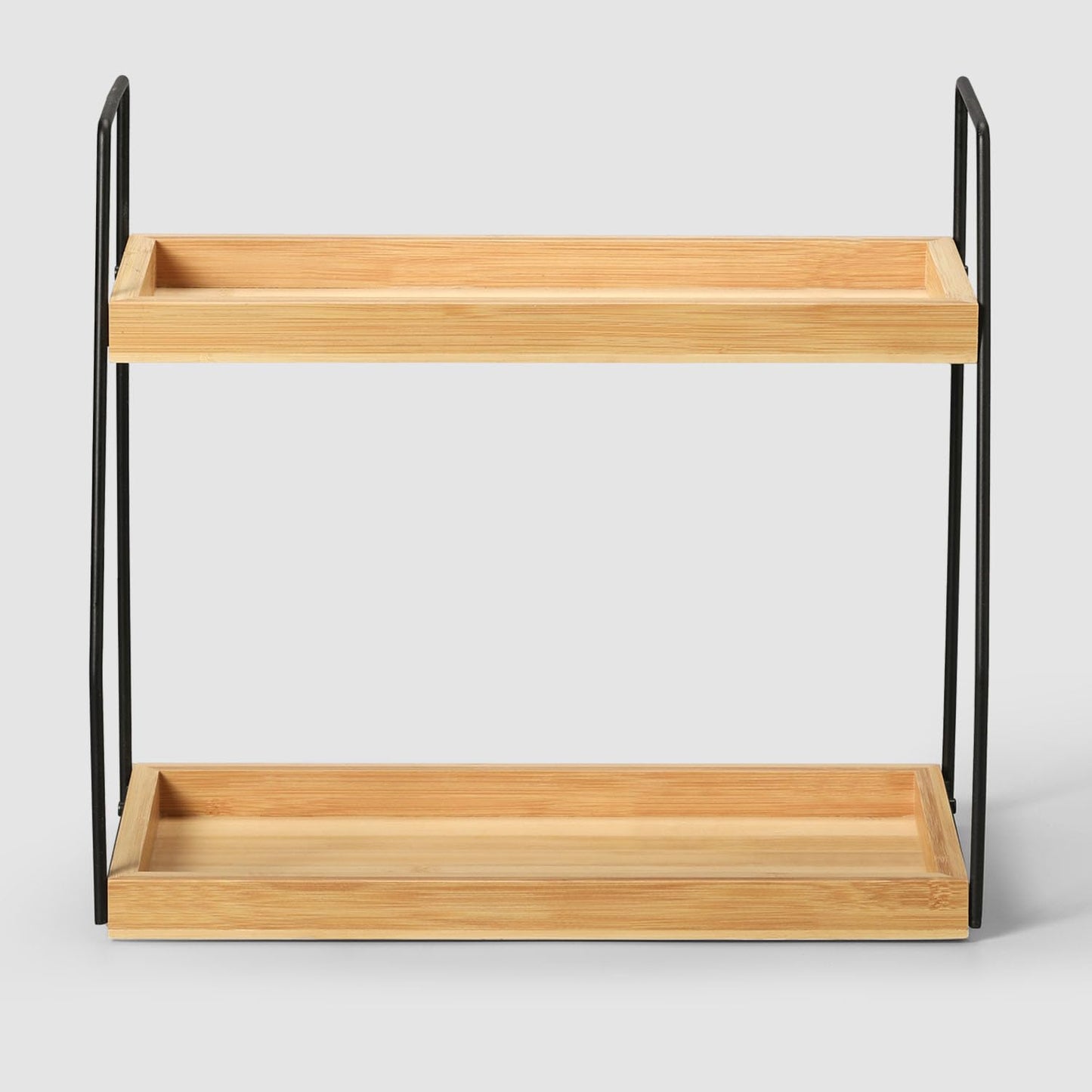 ZOBONETI Bamboo Bathroom Counter Organizer, Wooden Bathroom Sink Countertop Organizer, 2 Ties Vanity Counter Top Shelf, Dresser Skincare Storage Rack