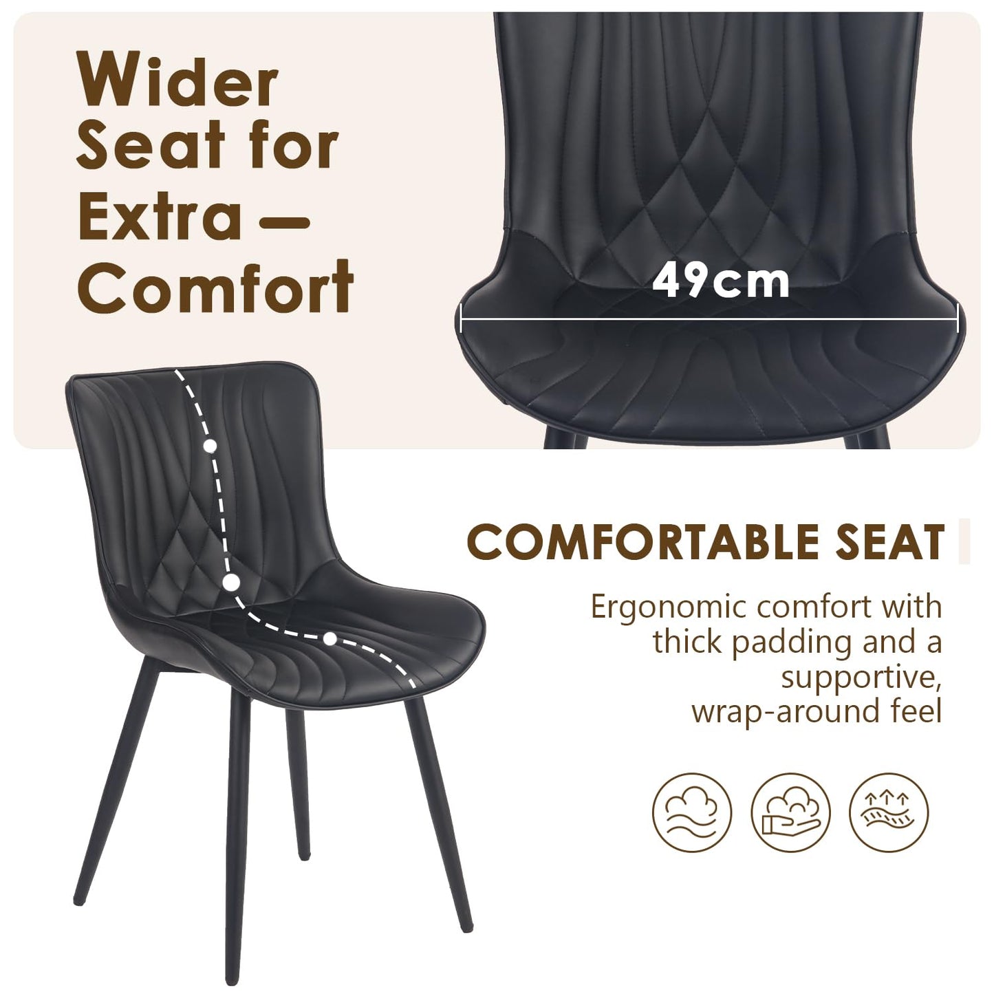 Kidol&Shellder Dining Chairs Set of 2, Modern Dining Room Chair, Black