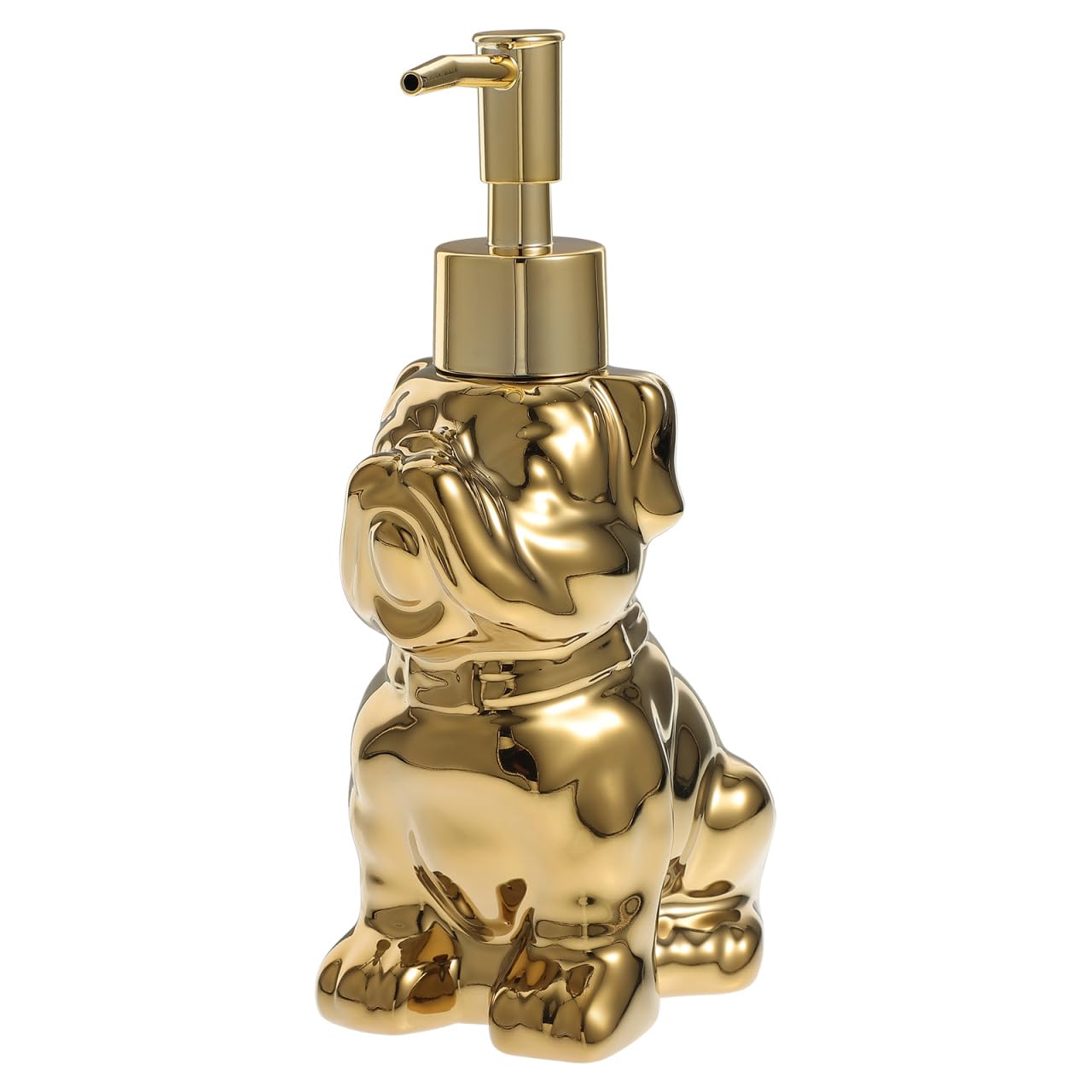 Cabilock 280ml Ceramic Dog Shaped Lotion Dispenser Bottle Gold Plated Stylish Shampoo and Shower Gel Holder for Bathroom Accessories