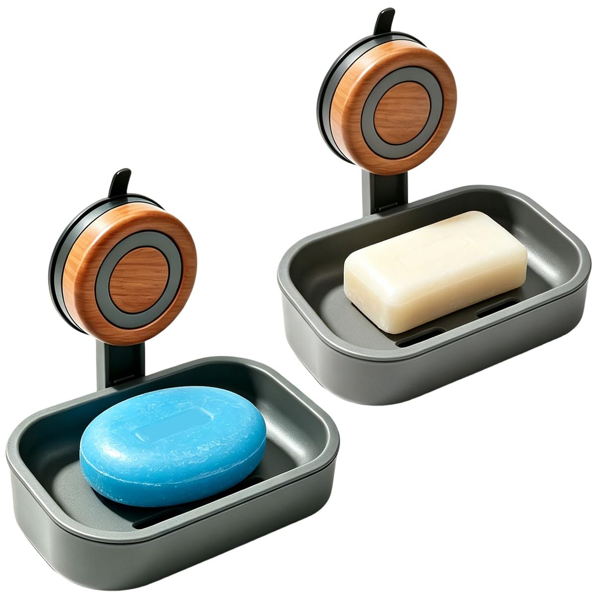 2PCS Double Layer Soap Dish for Shower Wall Mounted Suction Cup Soap Holder