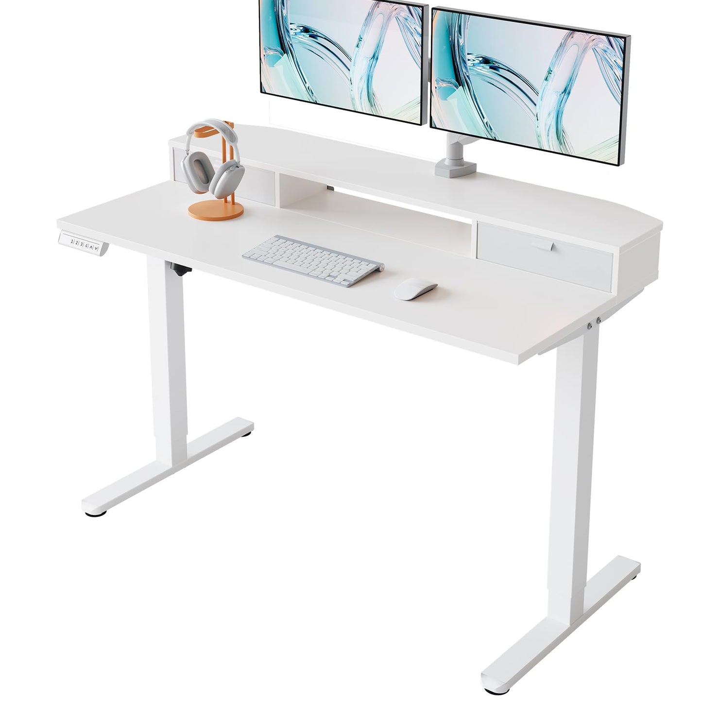 HUANUO Standing Desk with Drawers, 120x60cm, White