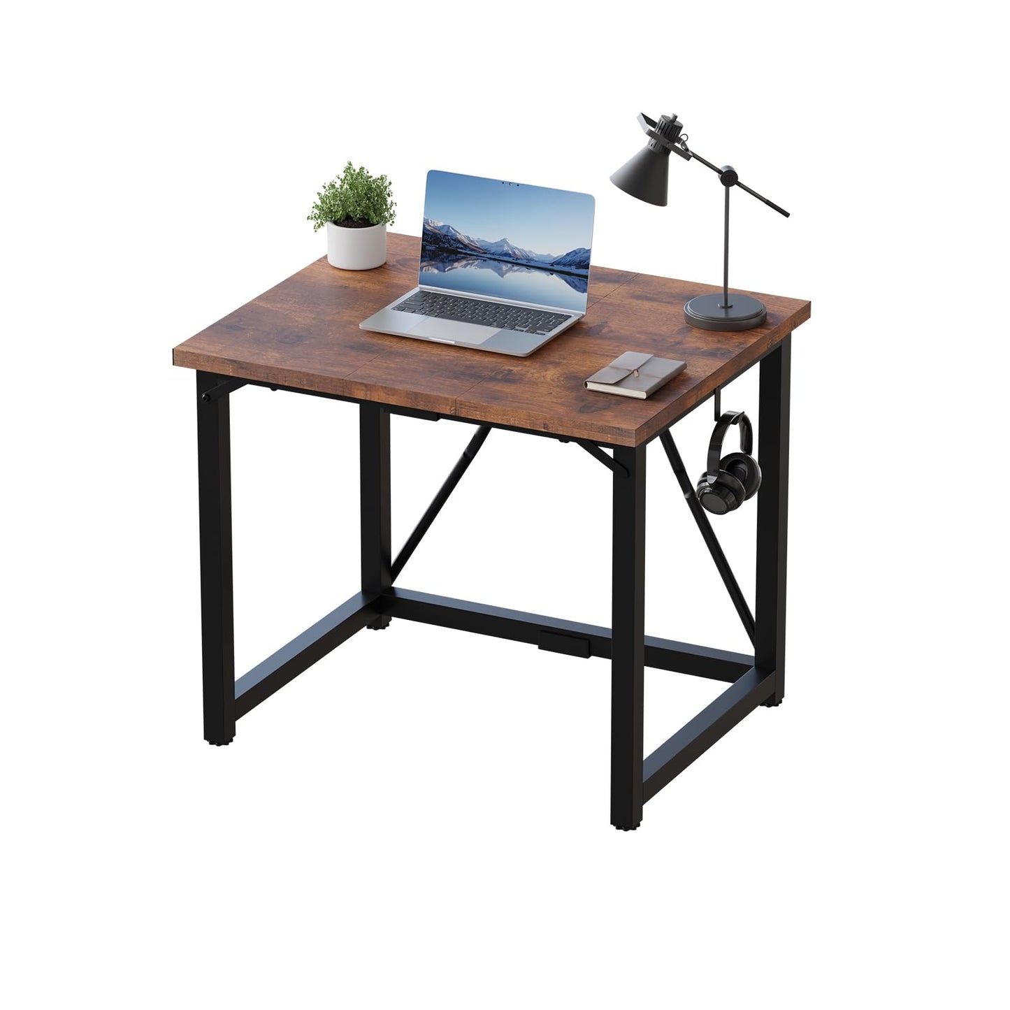 JUMMICO 80×50cm Computer Desk, Compact Home Office Writing Desk, Small Study Laptop Workstation for Limited Space, Quick Assembly, Metal Frame