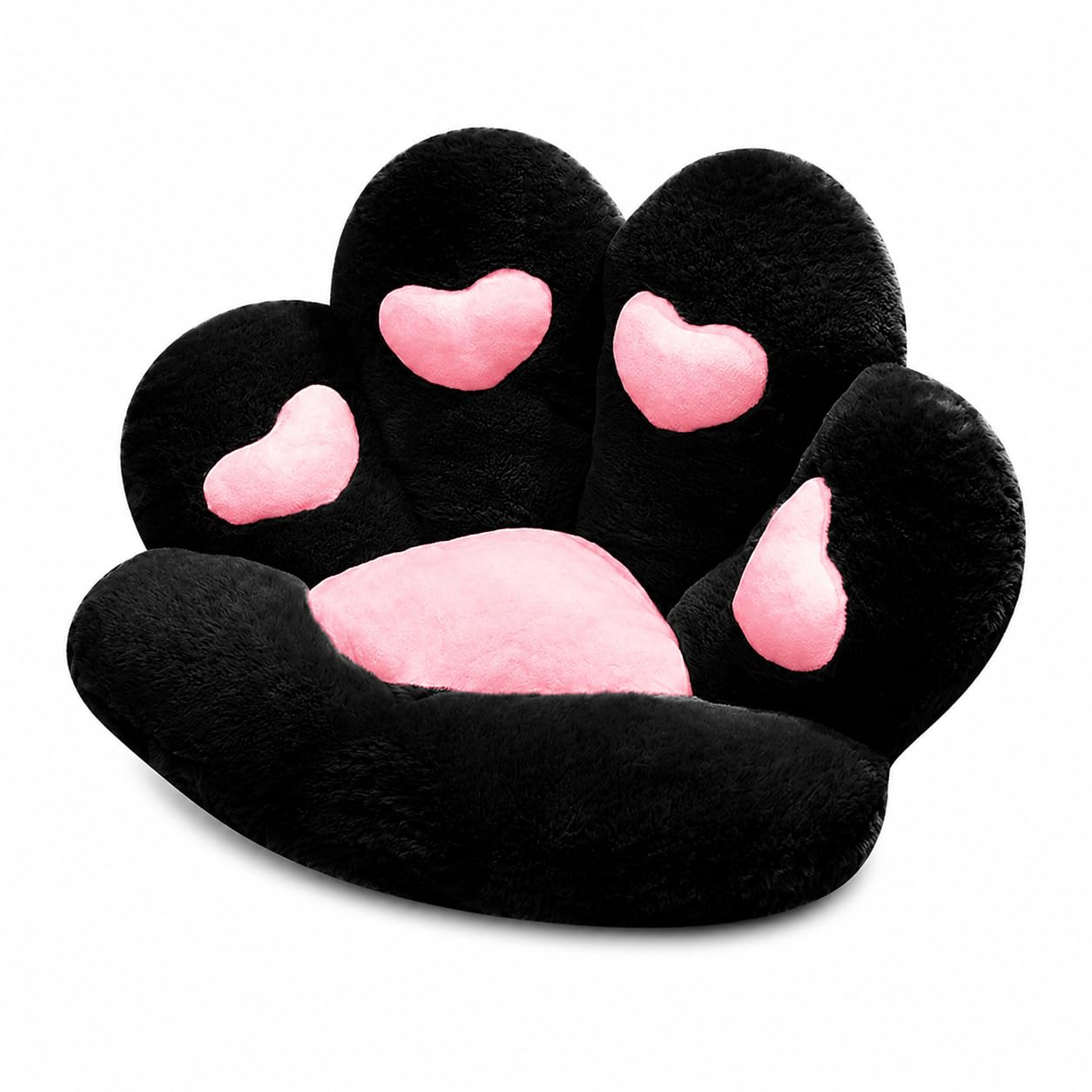 Firecos Cat Paw Chair Cushion, Cute Paw Shaped Plush Cushion, Warm Soft Chair Cushion for Dining Room Bedroom Office 70 x 60 cm (Black)