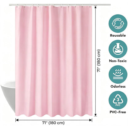 chongning Solid Colour Shower Curtain Mildew Resistant and Water Repellent, Made of PEVA 180 x 180cm for Wet Rooms, Shower, Bath Pink