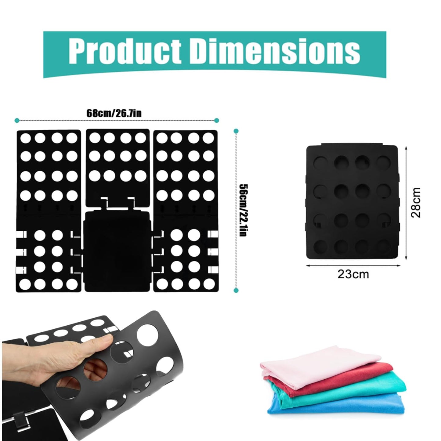 Elegance-go Laundry Folding Board Clothes,Clothes Folding Board T Shirt Folder,Adjustable Clothes Folder,Plastic Laundry Folder Aid for Kid Adults