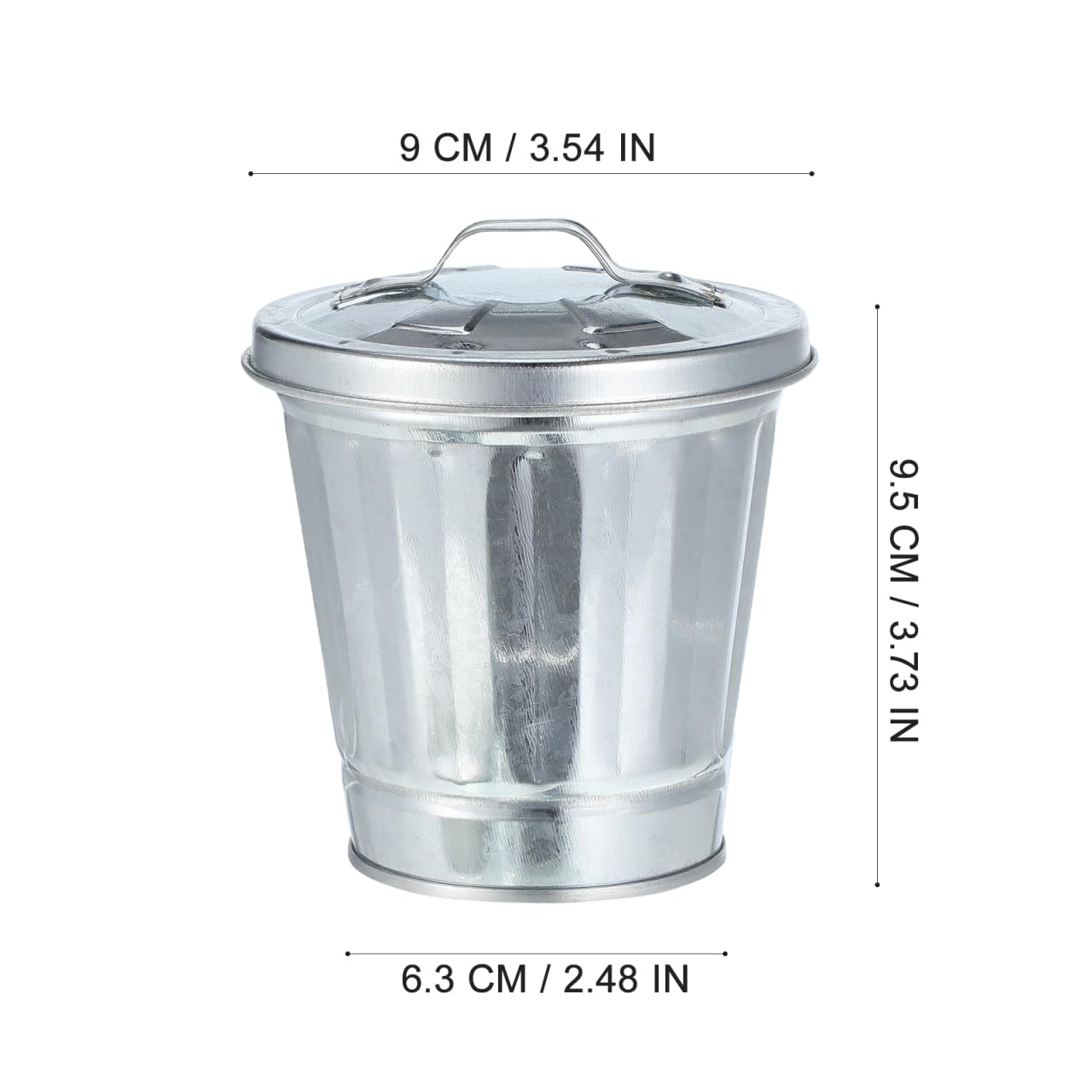 Gadpiparty 3Pcs Small Metal Trash Bin with Lid - Mini Desktop Waste Bin Flowerpot for Office Home Dorm - Compact Table Storage Jar 9.5x9x9cm