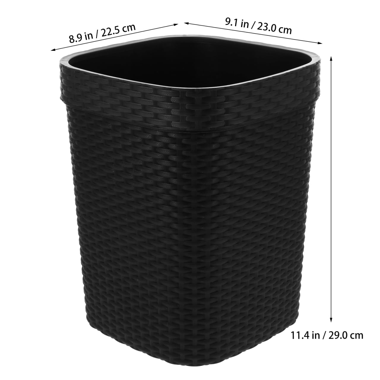 ULTECHNOVO Rectangular Waste Paper Bin Imitation Braided Plastic Office Bin Multi-Purpose Waste Basket for Home Kitchen Bedroom and Bathroom Large
