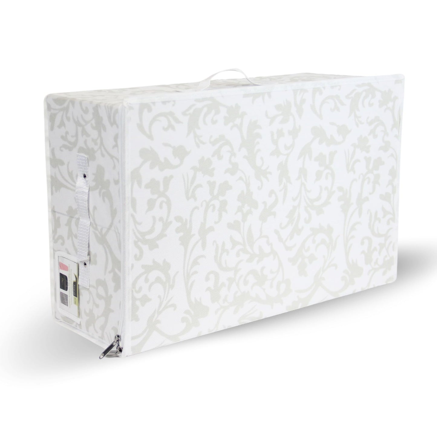 Hoesh - Breathable White with Silver Floral Design Wedding Dress Box - Underbed Storage Boxes, Wedding Dress Storage Box, Wardrobe Organiser