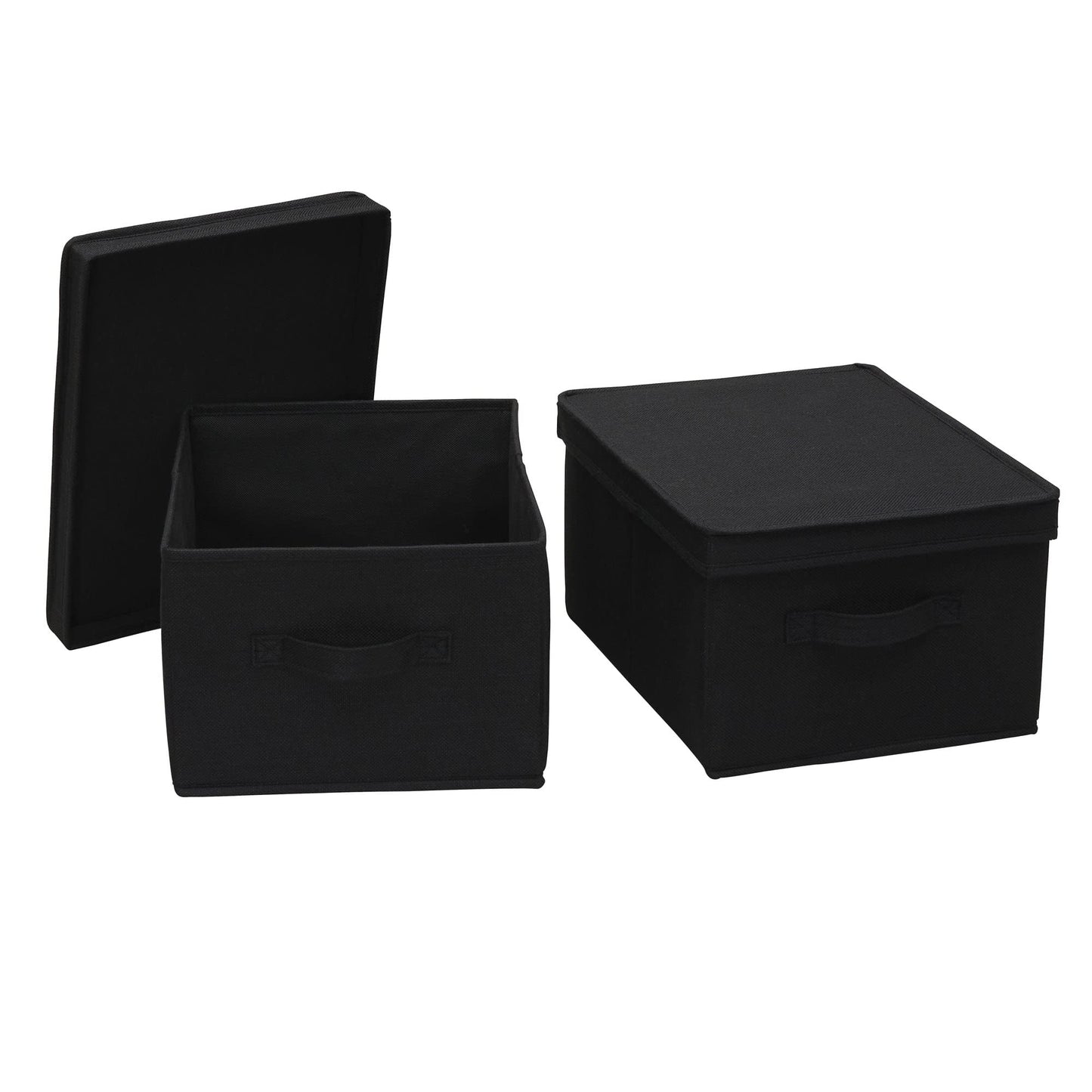 Household Essentials Wide Canvas Storage Box With Lid Box, 18.5x15x12 in., Latte, Set of 2