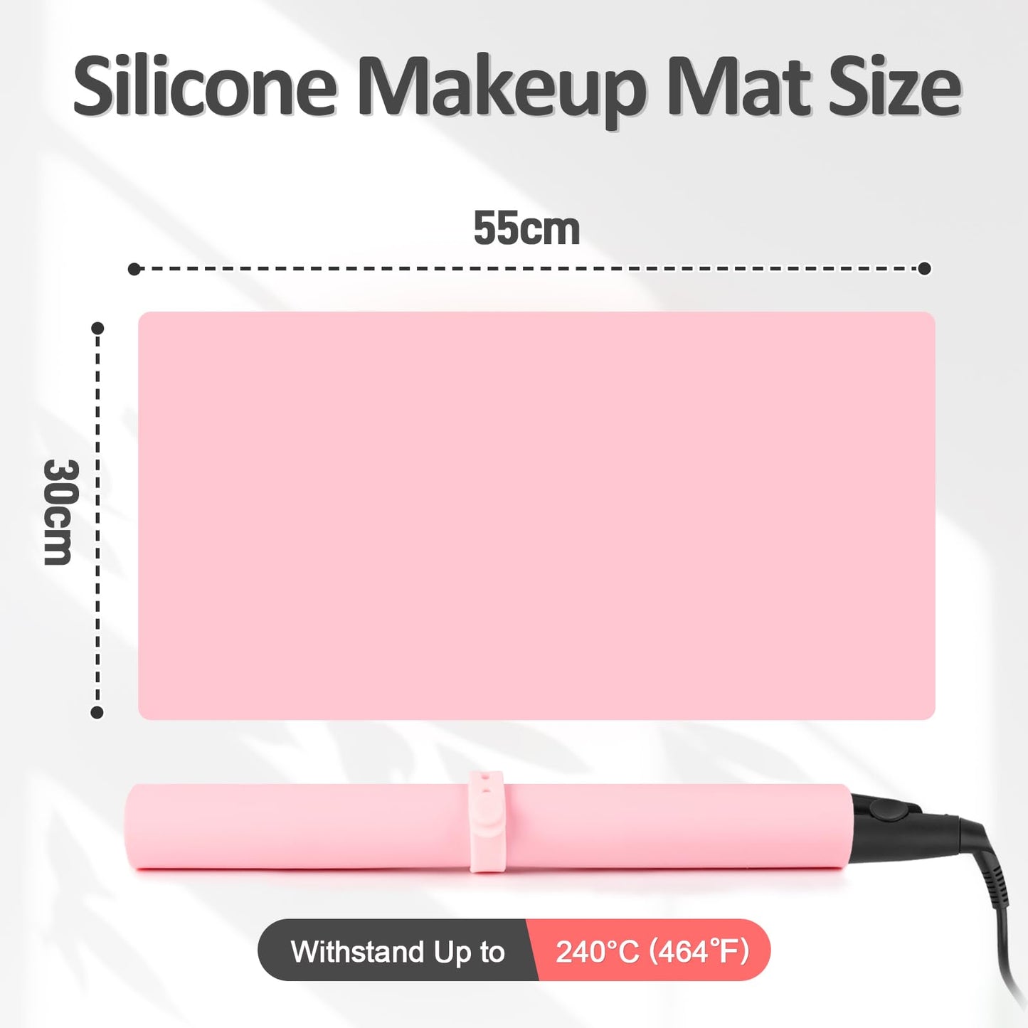 Silicone Dressing Table Mat Protector for Makeup, 55x30cm, Sakura Pink