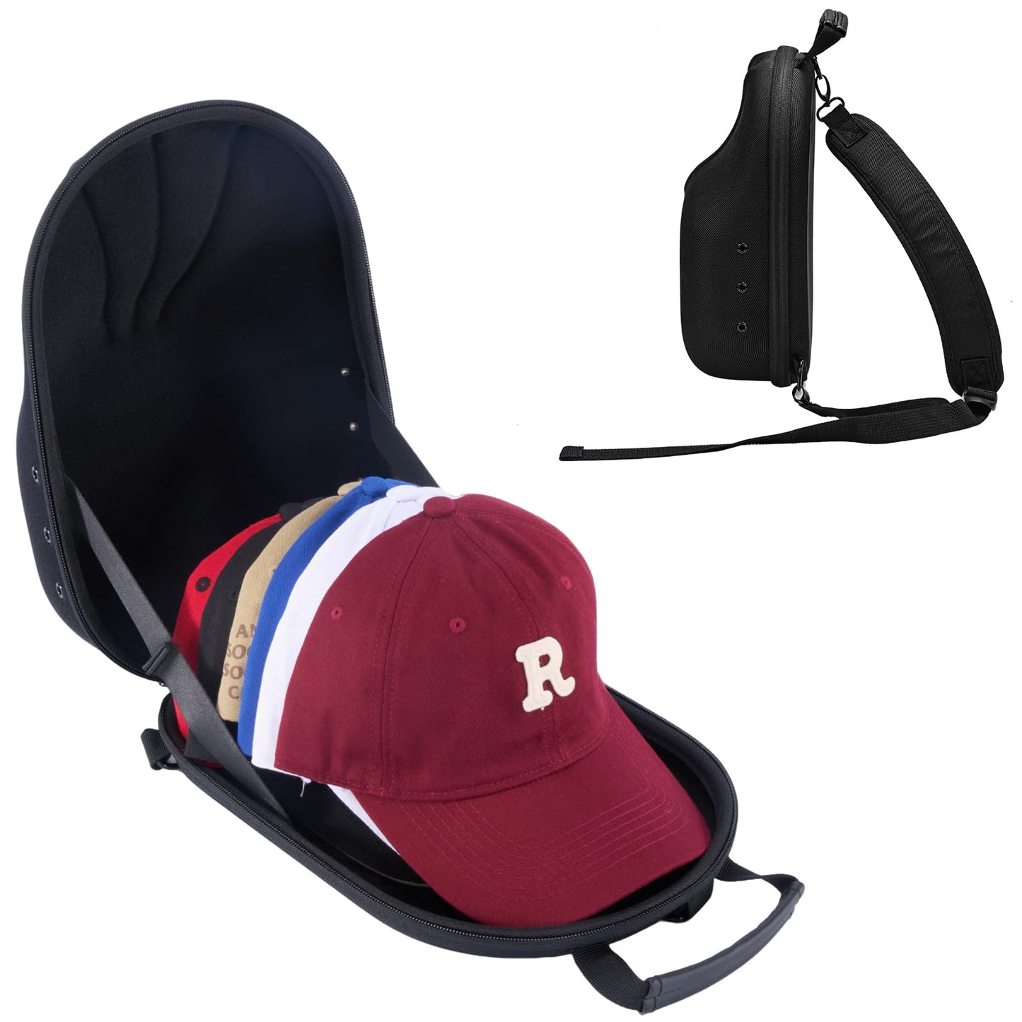 ProCase Hat Travel Hard Case, Hat Carrier Storage Bag for Baseball Caps, Hat Organizer Box with Adjustable Shoulder Strap