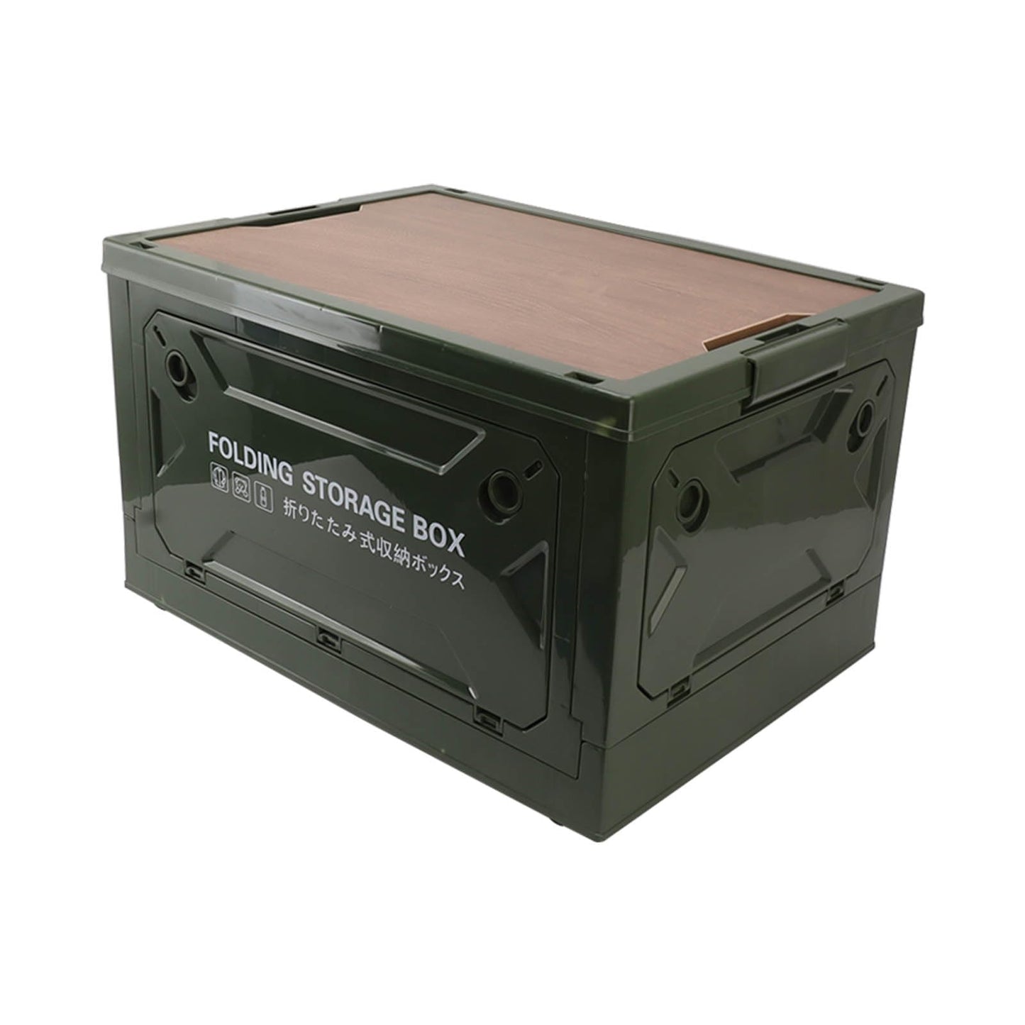 Jelquix Folding Camping Storage Box with Wooden Lid Strong Load Bearing for Car Camping Picnic