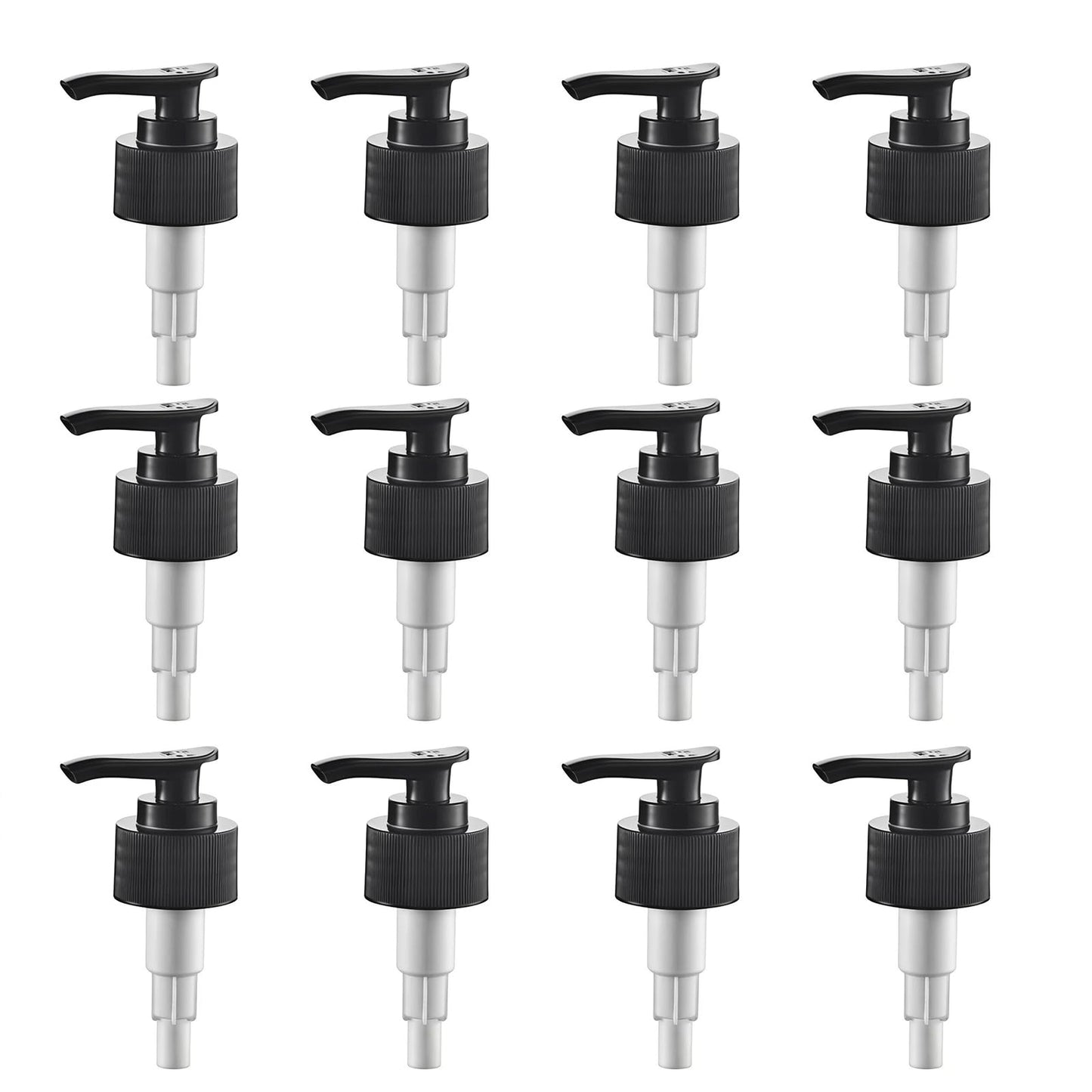 12 Pcs Black Plastic Soap Dispenser Pump Replacement Lotion Pump Heads for 24/410 Threaded Neck Bottles Compatible with Soap Lotion Shampoo Liquid