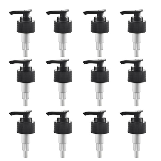 12 Pcs Black Plastic Soap Dispenser Pump Replacement Lotion Pump Heads for 24/410 Threaded Neck Bottles Compatible with Soap Lotion Shampoo Liquid