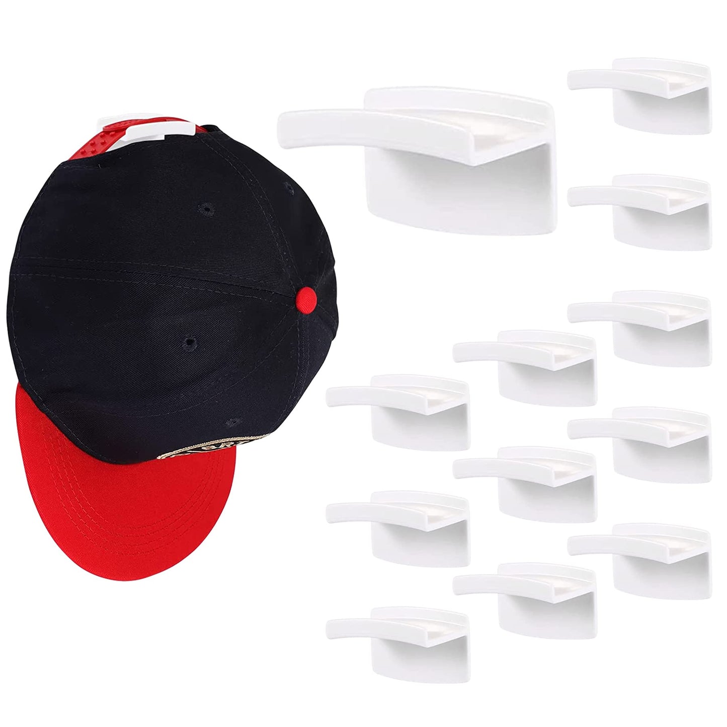 Baoswi 12 Pack Self Adhesive Hat Hooks, Hat Organizer Wall Mounted Minimalist Hat Holder Clothes Hooks Hat Storage Hat Rack for Wall