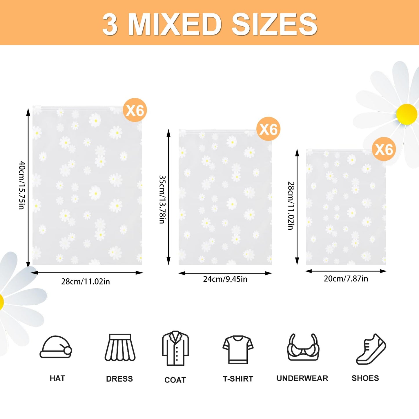 Deepton 18 Pcs Reusable Zip Lock Clothes Bags, Ziplock Bags for Clothes
