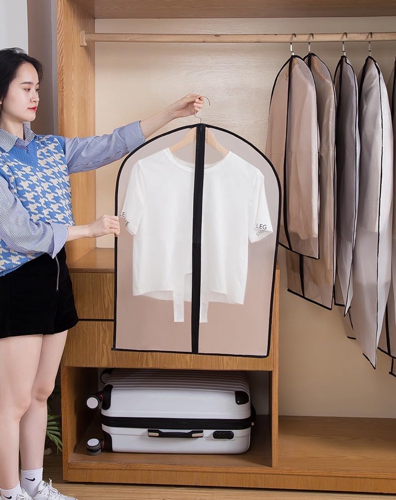 HomeClean Hanging Garment Bags 12 Pack Breathable Suit Bag Covers with Zip PEVA Clothes Cover Bags Coat Garment Bags Dress Cover Bags for Wardrobe