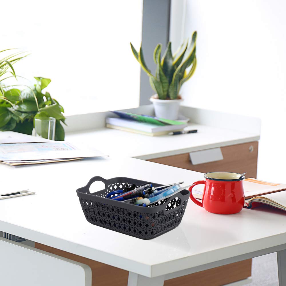 Leendines Grey Mini Basket Trays, 12 Packs Desktop Storage Tray Basket