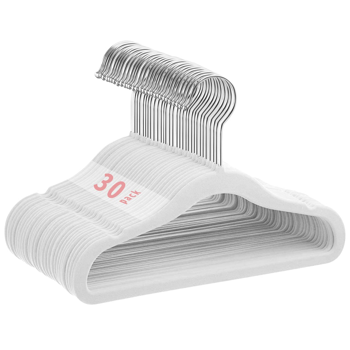 MangoKit White Baby Velvet Hangers Non-Slip Kids Coat Hangers 30 Pack
