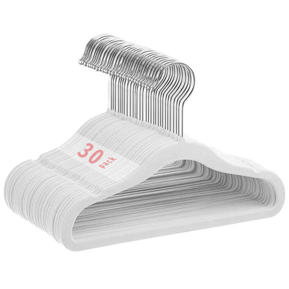 MangoKit White Baby Velvet Hangers Non-Slip Kids Coat Hangers 30 Pack