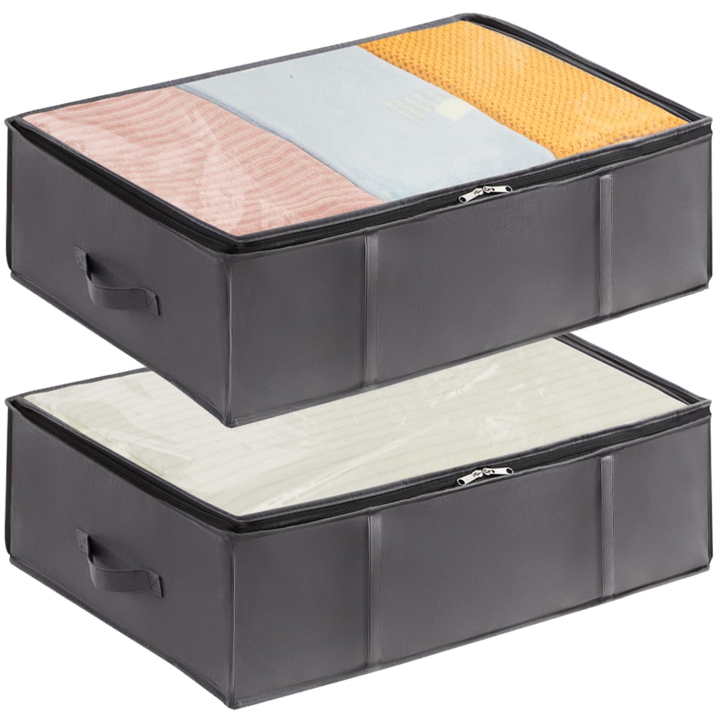 Lifewit 2 Pack 40L Under Bed Storage, Underbed Storage Boxes with lid Clothes Storage Bag Wardrobe Storage Organiser with Reinforced Handle