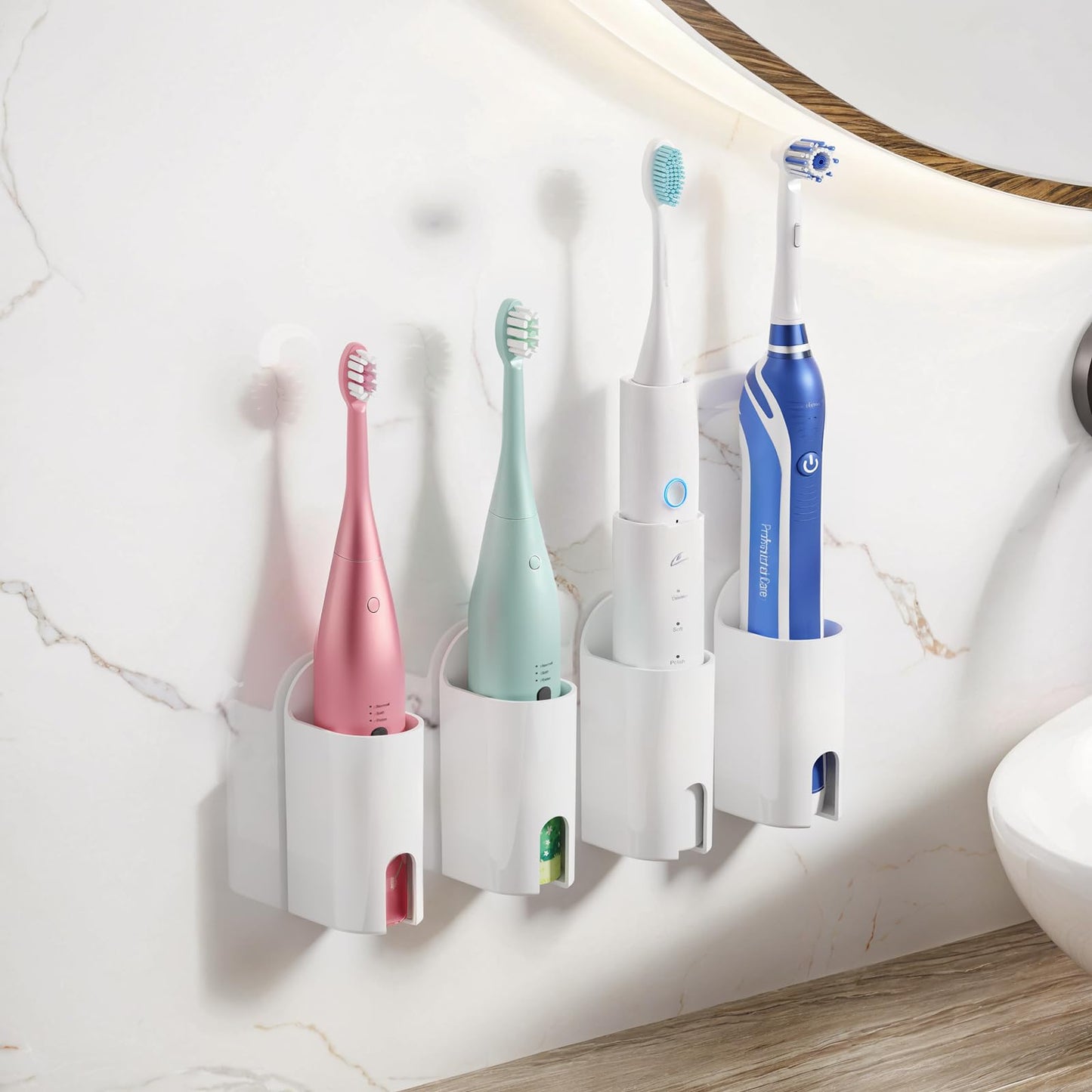 Toski Electric Toothbrush Holder 4 Pcs, Self-Adhesive Tooth Brush Holder
