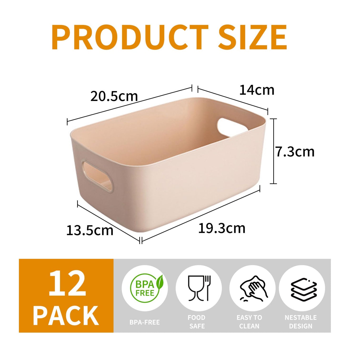 Yeqqzq 12 Pcs Plastic Storage Bins, Storage Basket with Handles, Toy Organizers and Storage Containers for Home Cupboard Kitchen Office Bathroom
