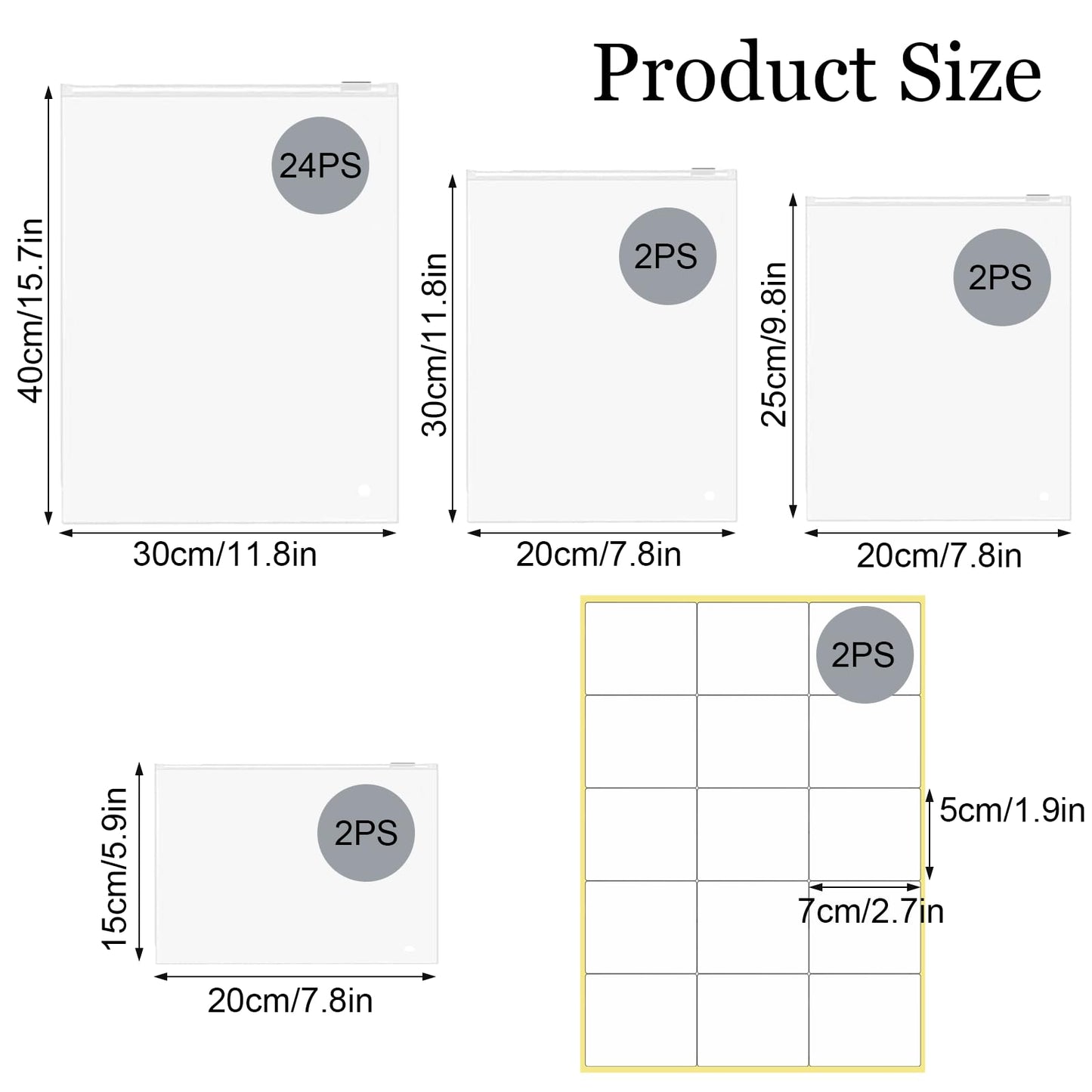 Zhtulck 30Pcs Reusable Ziplock Bags,40X30cm Hospital Bag Maternity Essentials, Travel Bags Organiser with Stickers