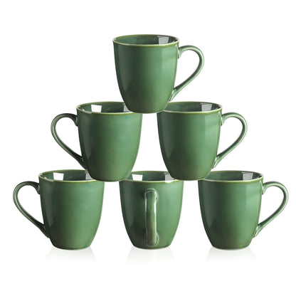vicrays Porcelain Tea Mug Set of 4, 350 ml, Stoneware Coffee Mug for Men, Women, Unique Glazed Mugs with Handle for Coffee, Tea, Milk, Cocoa,