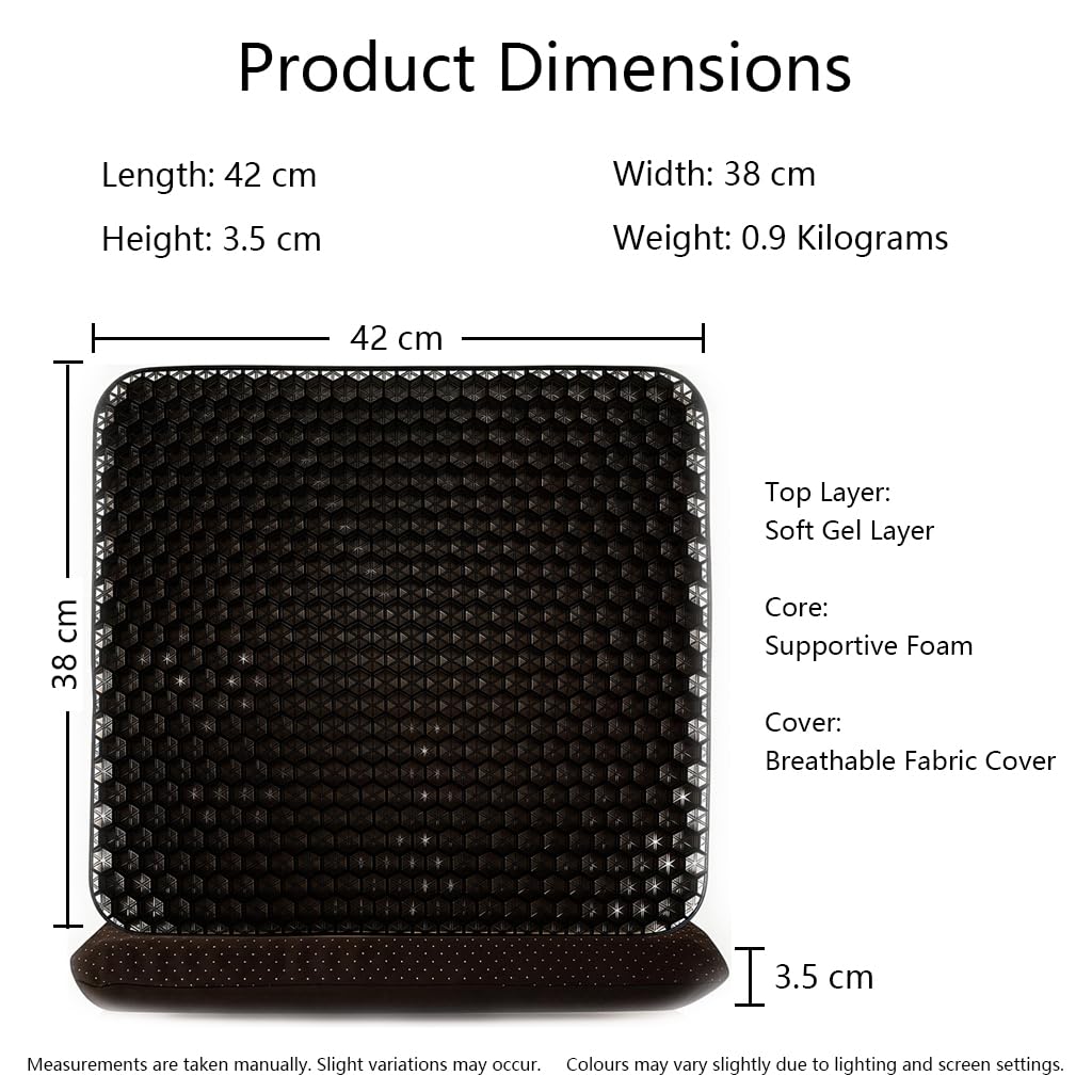Croerw Small Extra Thick Gel Seat Cushion – Cooling Honeycomb Gel Pad for Sitting Comfort & Pressure Distribution, Support for Office Chair, Car