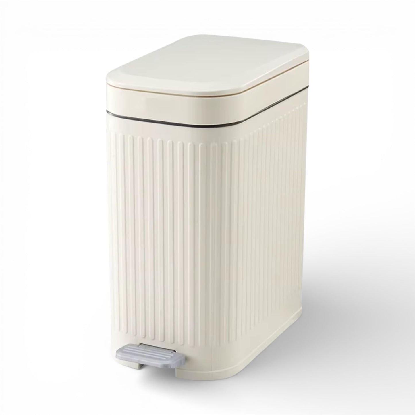 Modovo 7L Slim Pedal Waste Bin – Modern Narrow Plastic Dustbin with Soft Press Lid & Foot Pedal