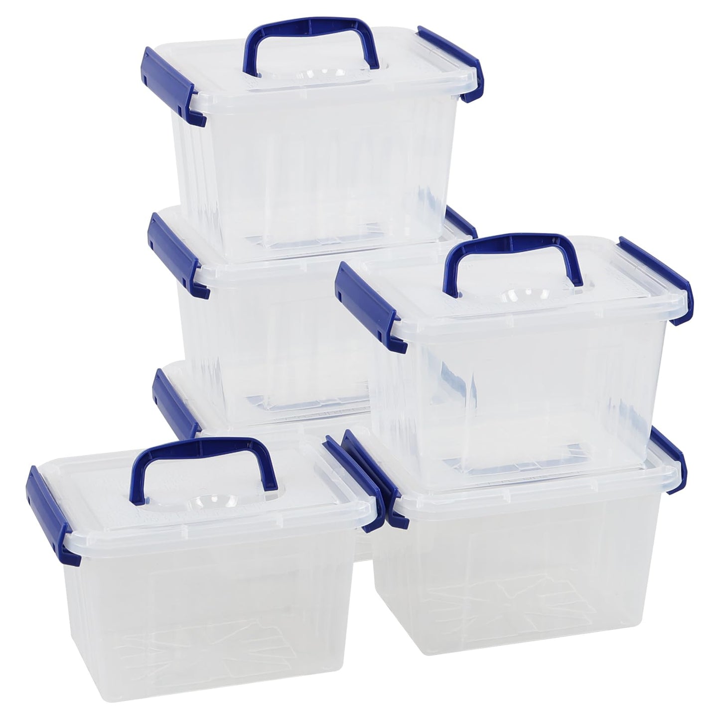 Hayixia 6 Pack 3 Litre Clear Storage Boxes with Lids, Small Plastic Organiser Container Box