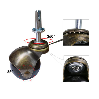 Antique Furniture Caster Wheels, 2 inch Ball Casters Plate Casters, Vintage Swivel Caster Ball Wheels with Top Mounting Plate for Sofa Chair Cabinet