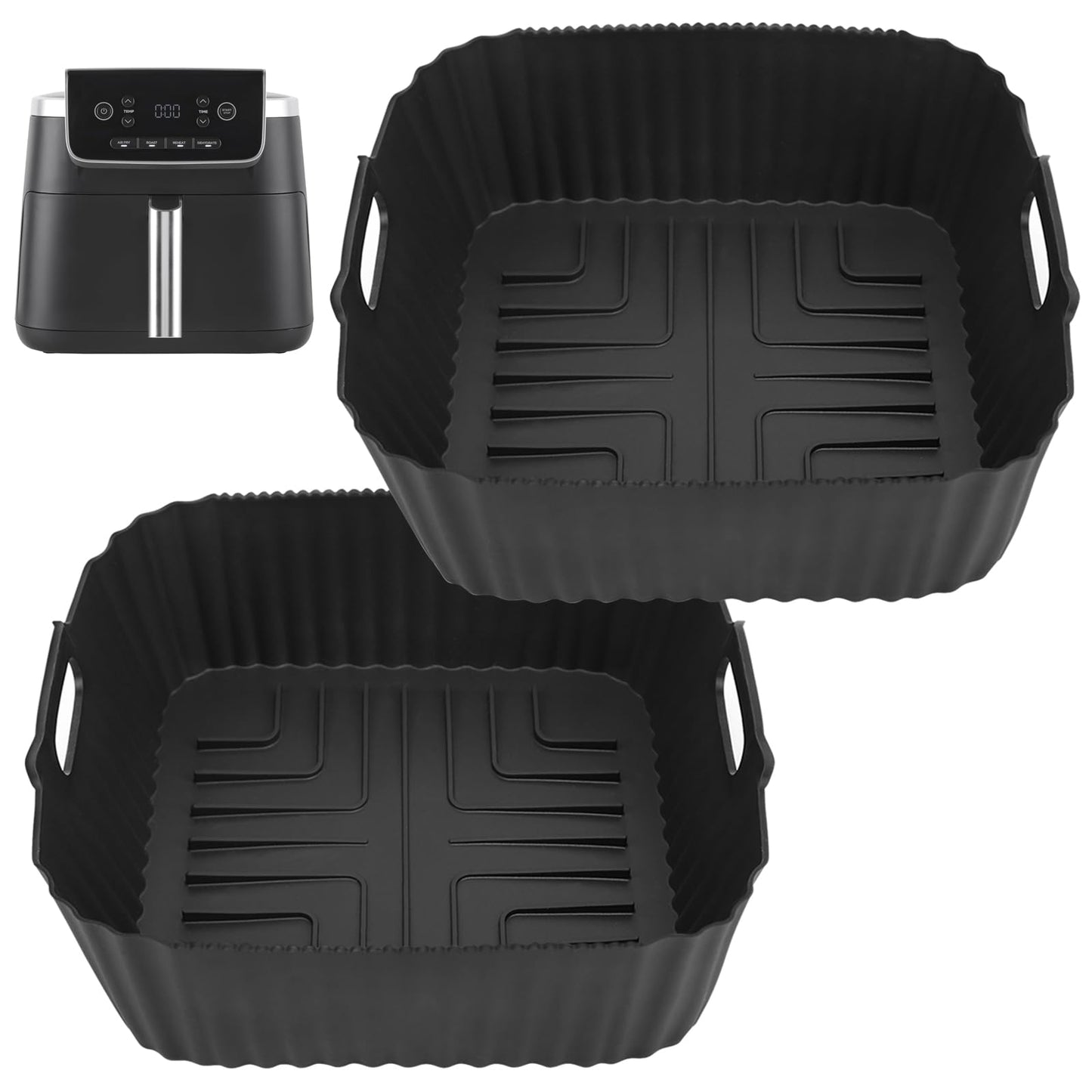 GINOYA 2pcs Air Fryer Liners for Ninja AF140UK AF180UK, Air Fryer Silicone Liners for for Ninja Air Fryer MAX PRO 4.7L, 6.2L(19cm)