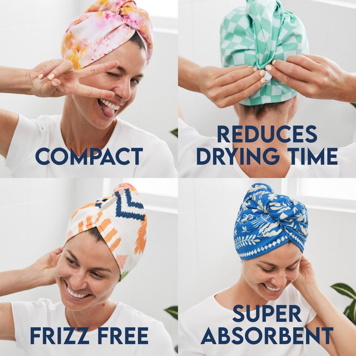 Dock & Bay Turban Hair Towel - For Home & the Beach - Super Absorbent, Quick Dry - Miami Morning, One Size
