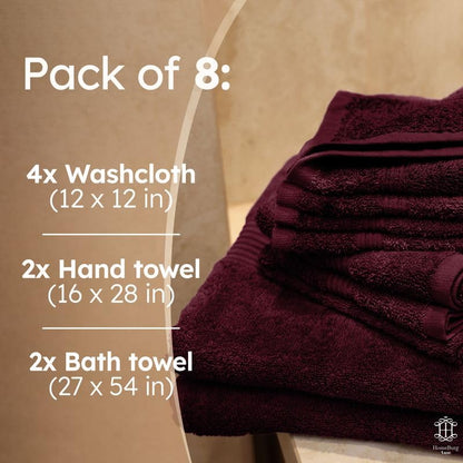 HomeBurg Luxe Set – Washcloths 30 x 30cm, Hand Towels 40 x 70cm & Bath Towels 65 x 137 cm – 100% Cotton, Soft, Absorbent, Easy Care, Versatile