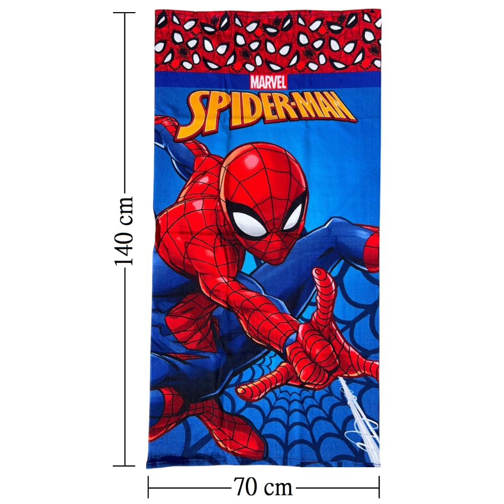 CARTOON Spider-Man Children's Beach Towel, 70 x 140 cm, Microfibre 100% Polyester, 245 g/m², Absorbent and Quick Drying, Lightweight and Compact