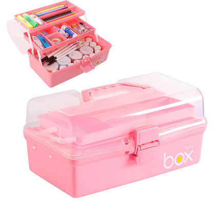 3 Layers Art Storage,Medical Box,Plastic Craft Storage Boxes with Compartments,Craft Box Storage Caddy,Art Storage Box,Craft Organiser for