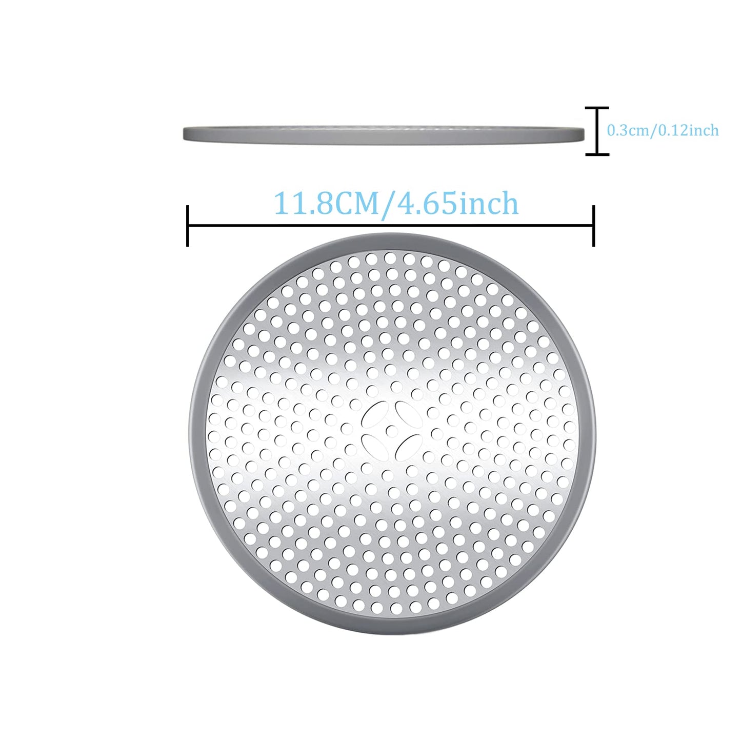 2Pack Shower Drain Hair Catcher Stainless Steel & Silicone Bath Shower Drain Protector Mesh Sink Strainer Drain Filter Shower Plughole Cover for