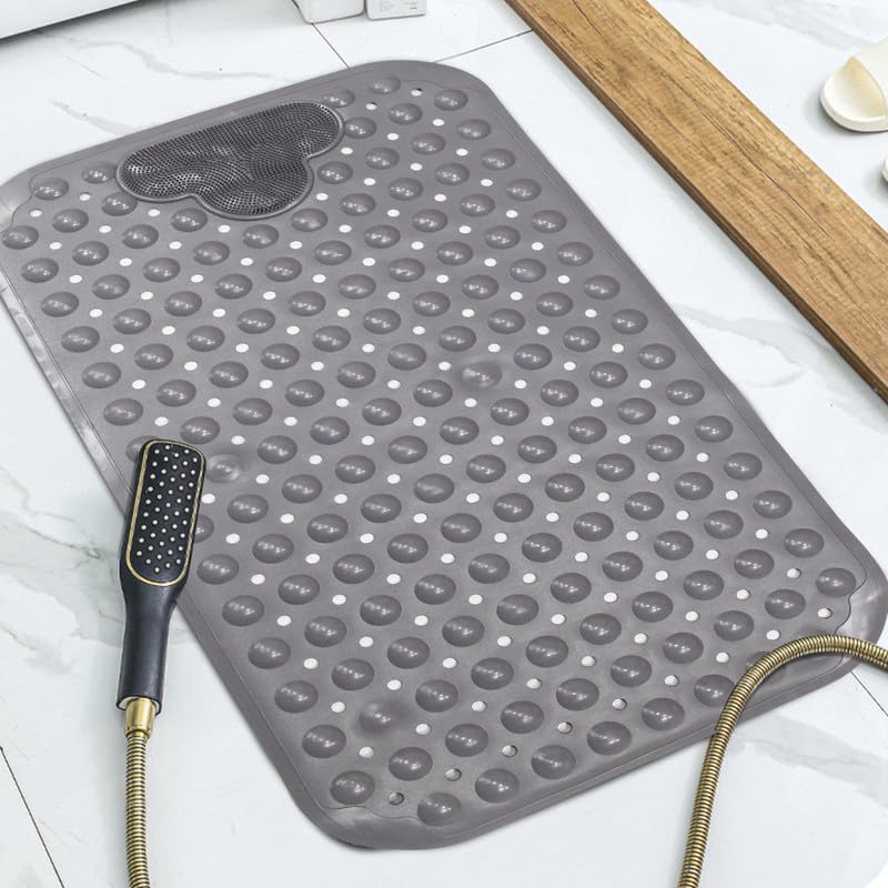 Cozy Haven Massager Foot Shower Bath Mats - Washable Non Slip Anti Mould Rubber Bathmat with Suction Cups for Bathtub and Bathroom (Grey, 40x70 cm)