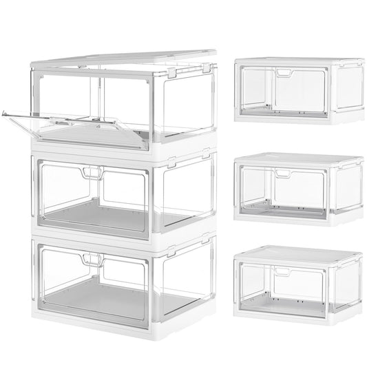 TidyTrove Storage Boxes with Lids - 25L*3 Plastic Storage Box with 3 Lids, Stackable Storage Boxes, Storage Drawers, Large Storage Box with Lids for
