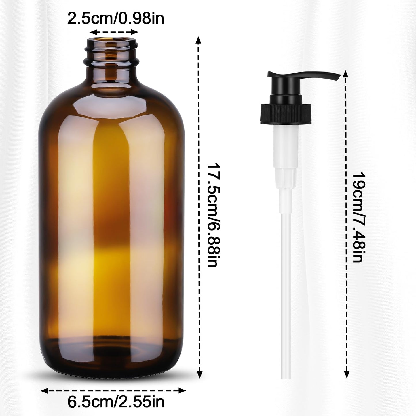 Hejo 2 Pcs Amber Glass Soap Dispenser, 500ml Hand and Dish Soap Dispenser