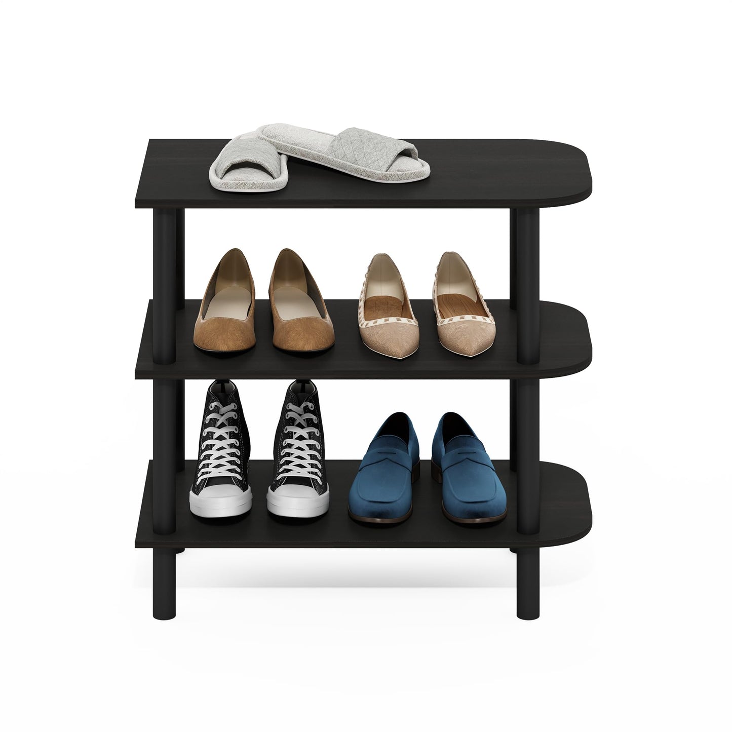 Furinno TURN-N-TUBE Shoe Rack, 3-Tier Shoe Organizer, Shoe Rack Storage with Curved Freestanding Organizer, 29.72 x 59.94 x 55.63 cm