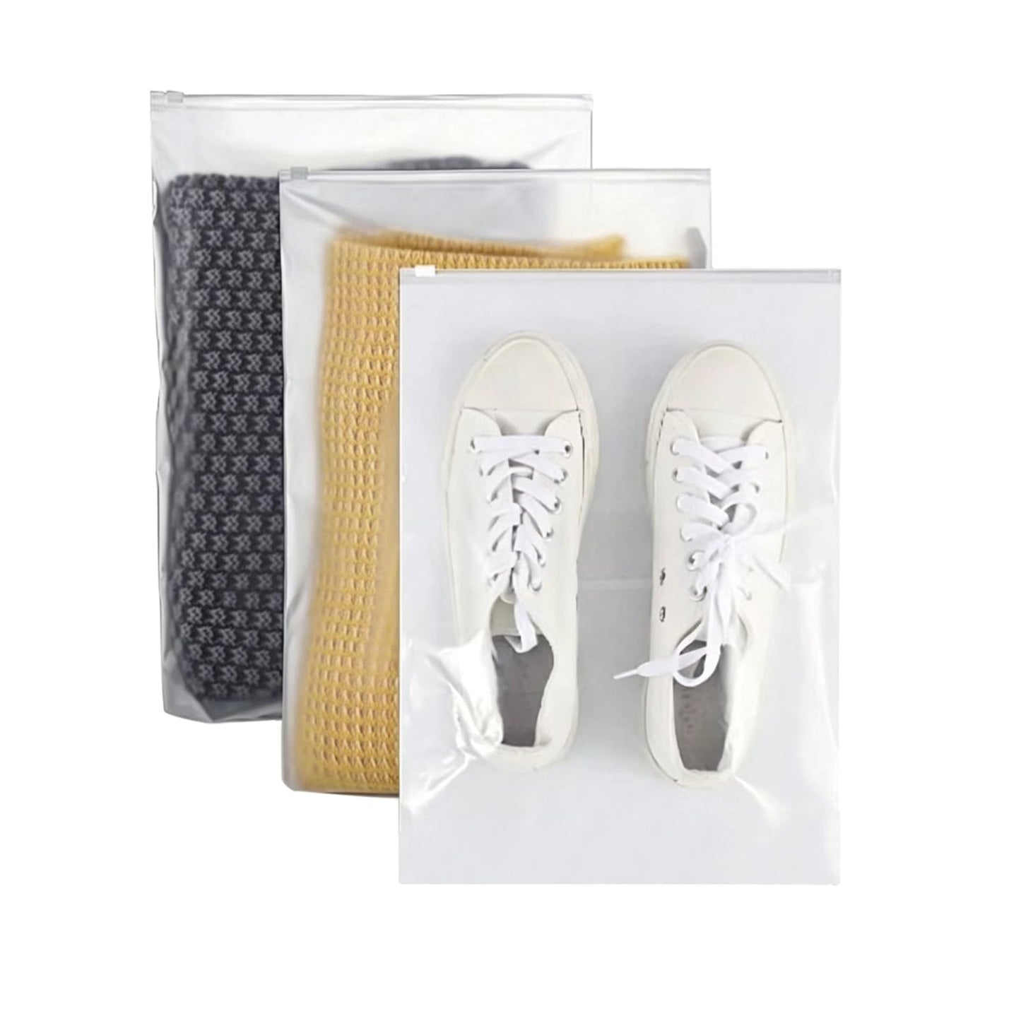X-YSUNEAS 30 Pack Frosted Zipper Bags 40x30cm, Translucent Waterproof Storage Bags, Reusable Travel Organizer Pouches for Underwear, Towels, Shoes