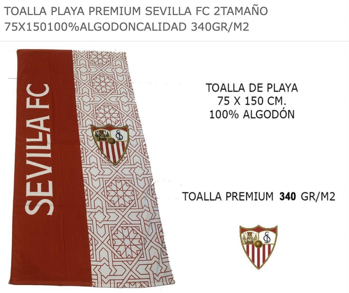 JYC CREATIVE - Highly Absorbent Beach, Pool & Gym Towel 75x150 cm - Quick-Dry Microfiber, for Sevilla FC Fans