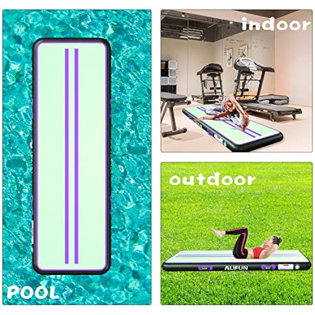 ALIFUN Inflatable Air Tumbling Mat Gymnastics Tumble Mat 400 x 100 x 10cm Training Mat Thick 10CM 20CM with Electric Air Pump